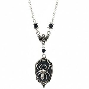 Silver Spider Pendant Necklace Gothic‎ Victorian Halloween Jewelry Women